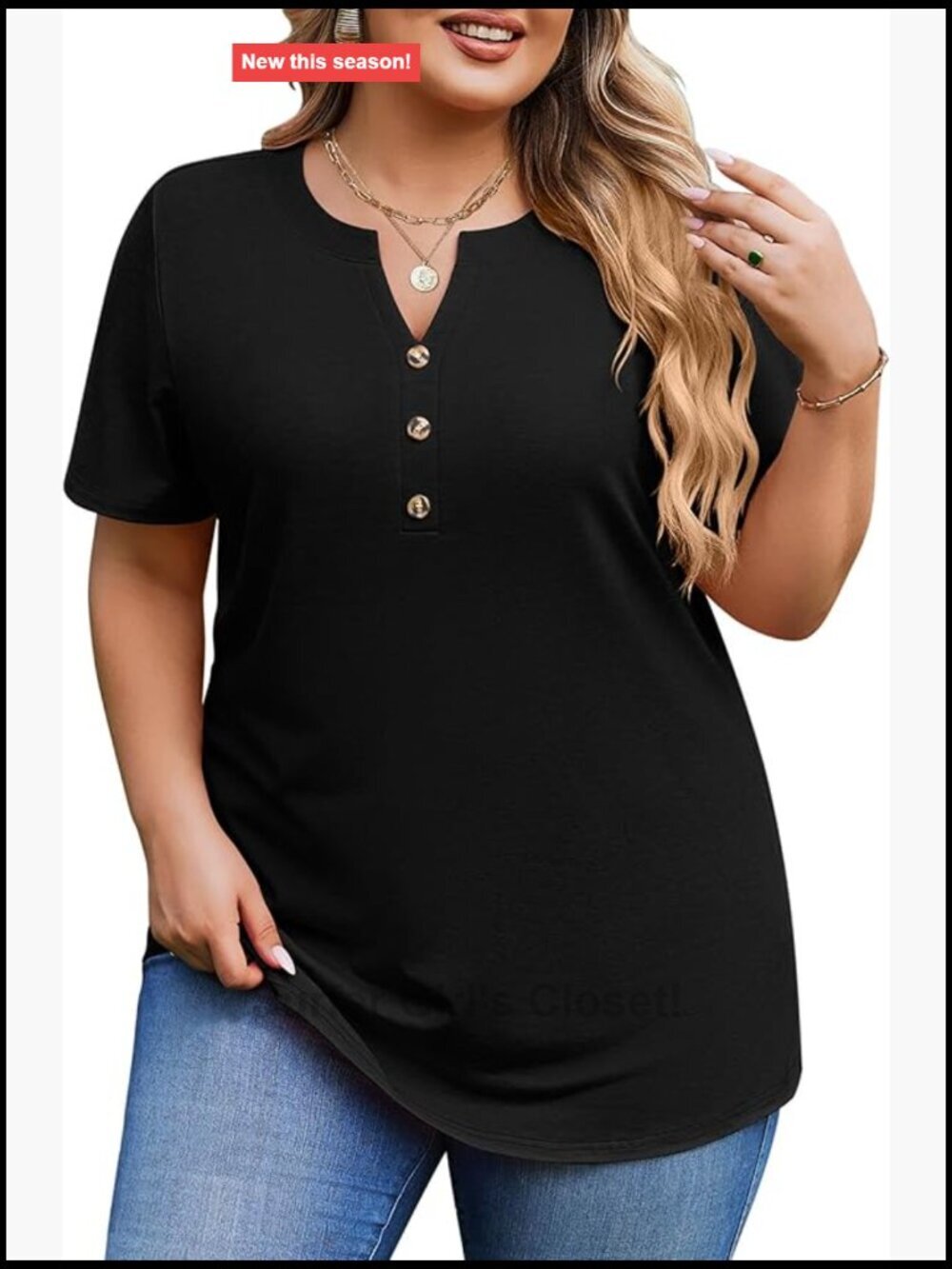 Plus Size V Neck Button Down Short Sleeve Tunic Top Blouse 1X-5X